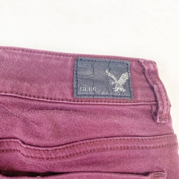 American Eagle purpleish hi-rise shortie cutoff stretch denim shorts - Size 4 - Picture 10 of 10